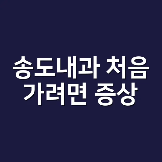 송도내과 처음 가려면 증상·검진·예약 이렇게 확인하는 방법 - 요약