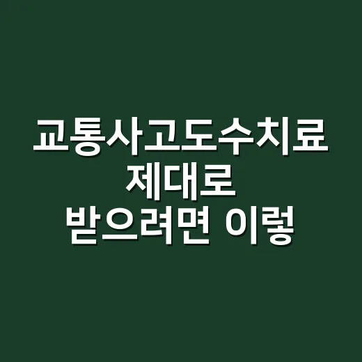교통사고도수치료 제대로 받으려면 이렇게 확인하세요 - 요약