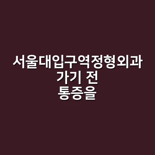 서울대입구역정형외과 가기 전 통증을 제대로 설명하는 방법 - 요약