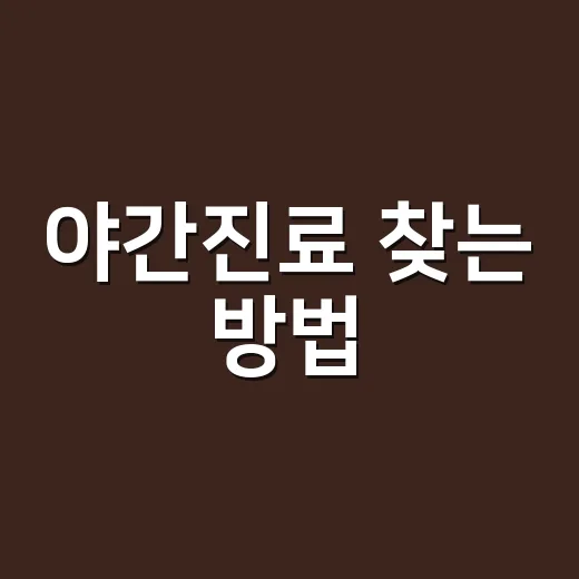 야간진료 찾는 방법, 응급실 가기 전 이렇게 확인하세요 - 요약