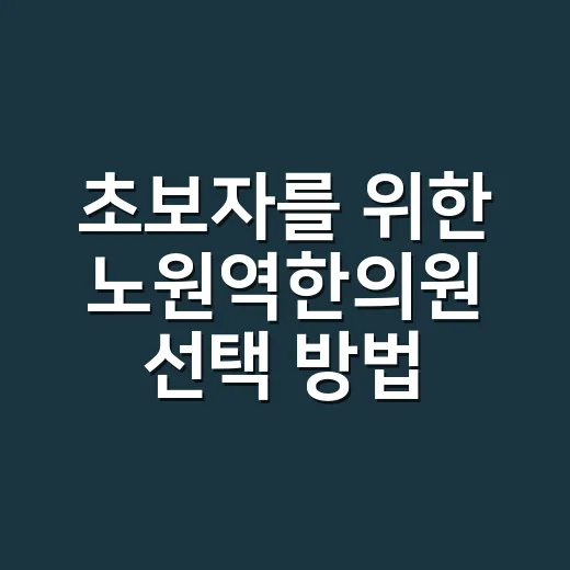 초보자를 위한 노원역한의원 선택 방법: 증상별로 묻고 확인할 것 - 요약