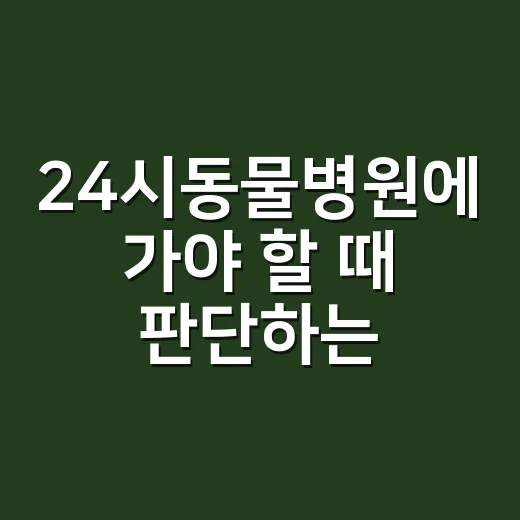24시동물병원에 가야 할 때 판단하는 방법 - 요약