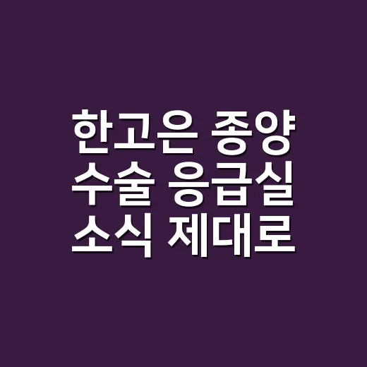 한고은 종양 수술 응급실 소식 제대로 읽는 방법 - 요약