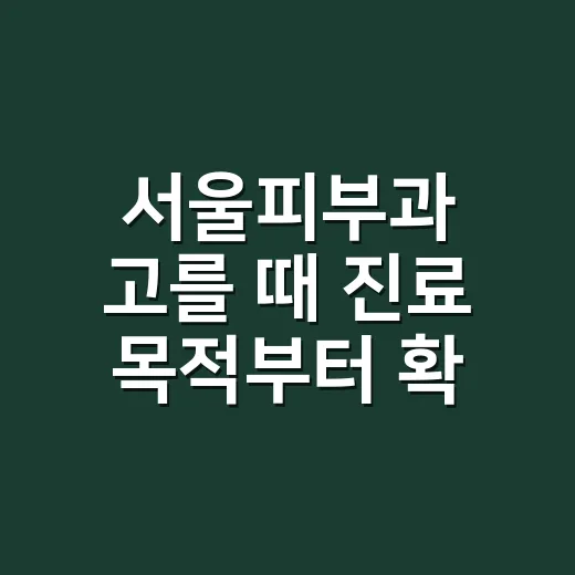 서울피부과 고를 때 진료 목적부터 확인하는 방법 - 요약