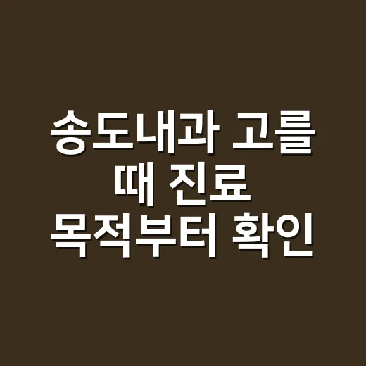 송도내과 고를 때 진료 목적부터 확인하는 방법 - 요약