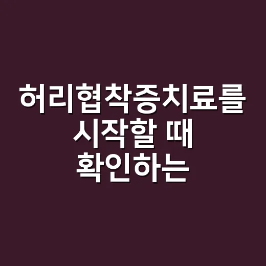 허리협착증치료를 시작할 때 확인하는 방법 - 요약