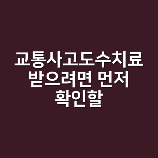 교통사고도수치료 받으려면 먼저 확인할 것들 - 요약