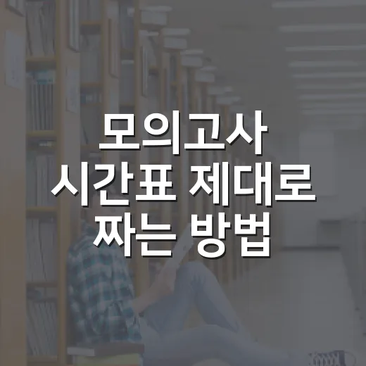 모의고사 시간표 제대로 짜는 방법, 시험장처럼 공부하려면 이렇게 - 요약