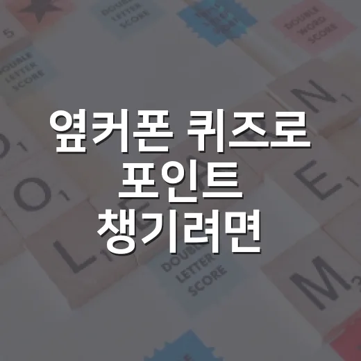 옆커폰 퀴즈로 포인트 챙기려면 이렇게 공부하듯 루틴 잡는 방법 - 요약