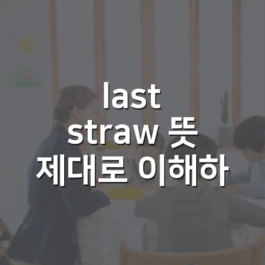last straw 뜻 제대로 이해하고 회화·시험 문장에 쓰는 방법 - 요약