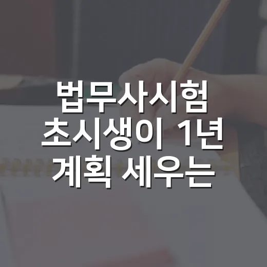 법무사시험 초시생이 1년 계획 세우는 방법 - 요약