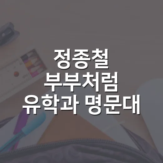 정종철 부부처럼 유학과 명문대 합격을 준비하려면 이렇게 - 요약