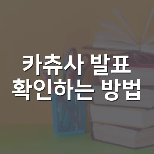 카츄사 발표 확인하는 방법, 합격·불합격 후 움직임까지 - 요약