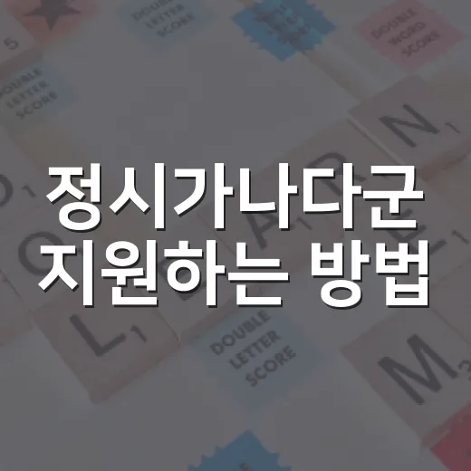 정시가나다군 지원하는 방법, 초보자가 실수 줄이려면 이렇게 잡으세요 - 요약
