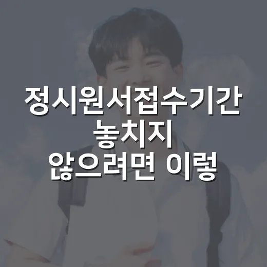 정시원서접수기간 놓치지 않으려면 이렇게 준비하는 방법 - 요약