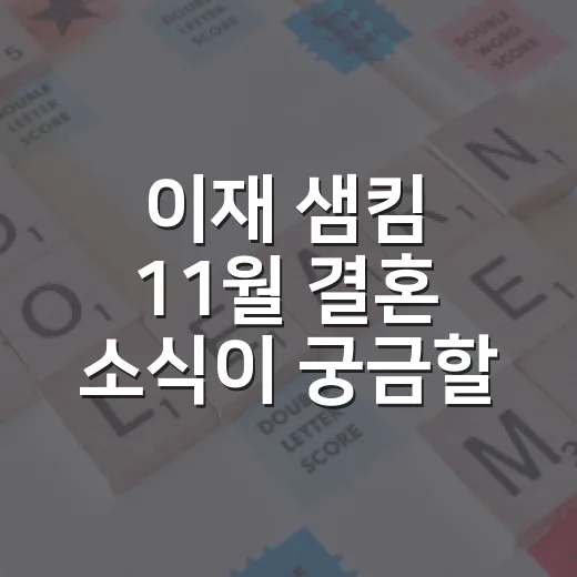 이재 샘킴 11월 결혼 소식이 궁금할 때 공부 흐름 지키는 방법 - 요약