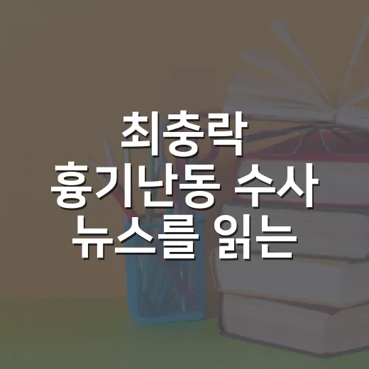 최충락 흉기난동 수사 뉴스를 읽는 방법 - 요약