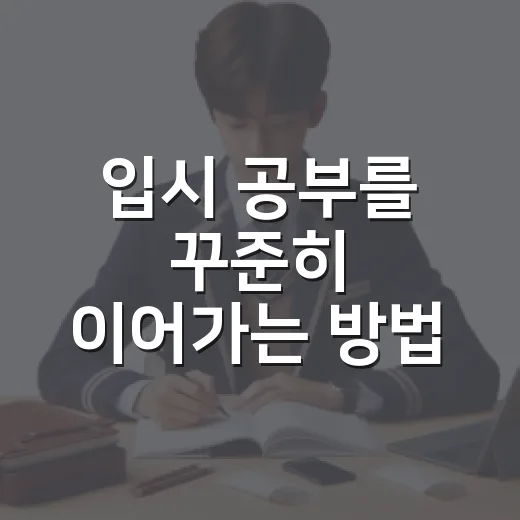 입시 공부를 꾸준히 이어가는 방법 - 요약