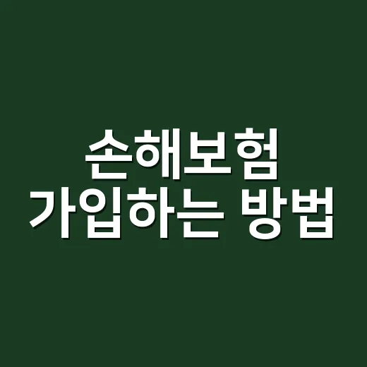 손해보험 가입하는 방법, 초보자가 헷갈리지 않게 고르는 기준 - 요약