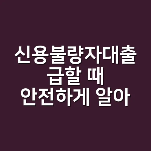 신용불량자대출 급할 때 안전하게 알아보는 방법 - 요약