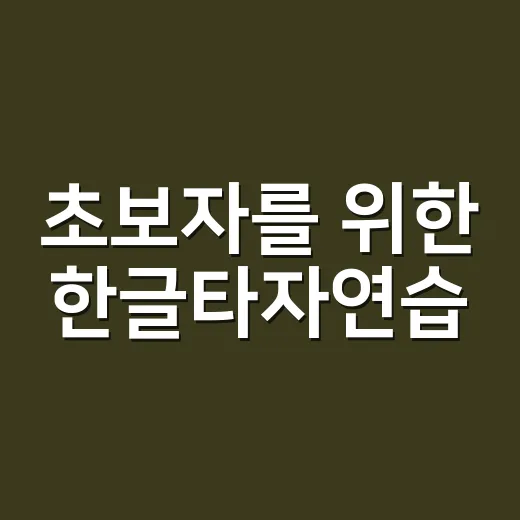 초보자를 위한 한글타자연습, 속도와 정확도 같이 올리는 방법 - 요약