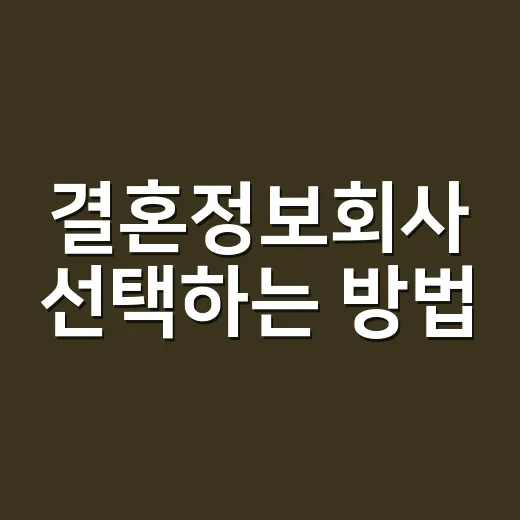 결혼정보회사 선택하는 방법, 처음 상담 전 꼭 확인할 것들 - 요약