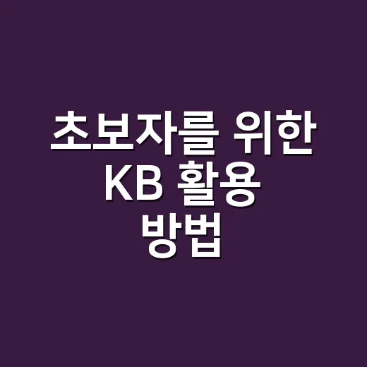 초보자를 위한 KB 활용 방법, 은행 앱부터 포인트까지 챙기는 법 - 요약