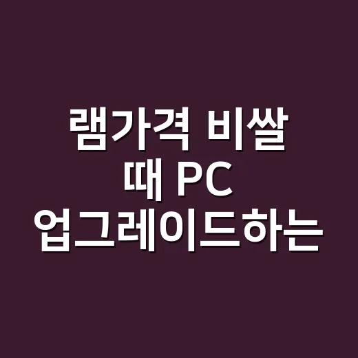 램가격 비쌀 때 PC 업그레이드하는 방법 - 요약