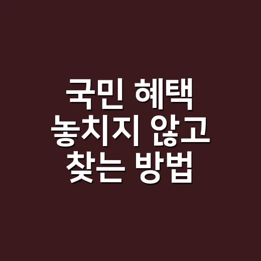 국민 혜택 놓치지 않고 찾는 방법 - 요약
