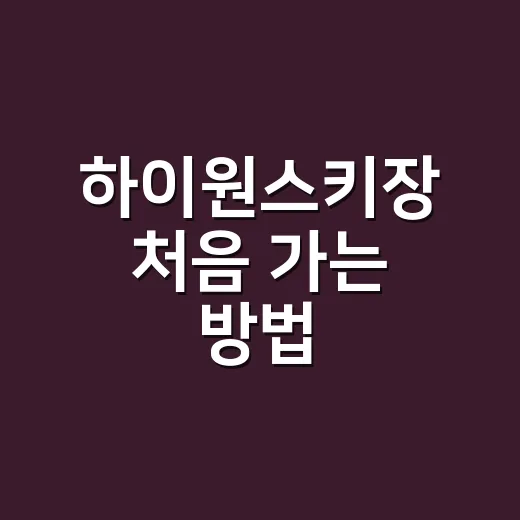 하이원스키장 처음 가는 방법: 리프트권부터 동선까지 편하게 준비하기 - 요약