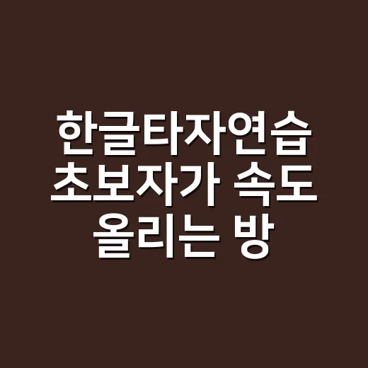 한글타자연습 초보자가 속도 올리는 방법 - 요약