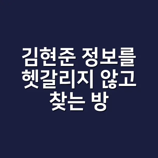 김현준 정보를 헷갈리지 않고 찾는 방법 - 요약