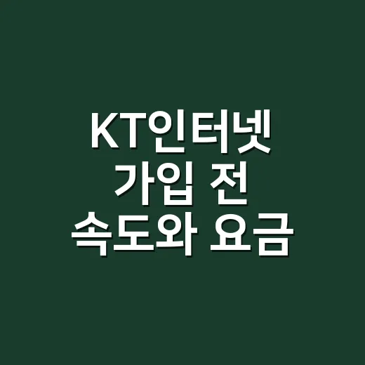 KT인터넷 가입 전 속도와 요금 고르는 방법 - 요약