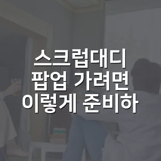 스크럽대디 팝업 가려면 이렇게 준비하면 편합니다 - 요약