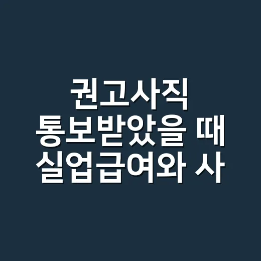 권고사직 통보받았을 때 실업급여와 사직서 챙기는 방법 - 요약
