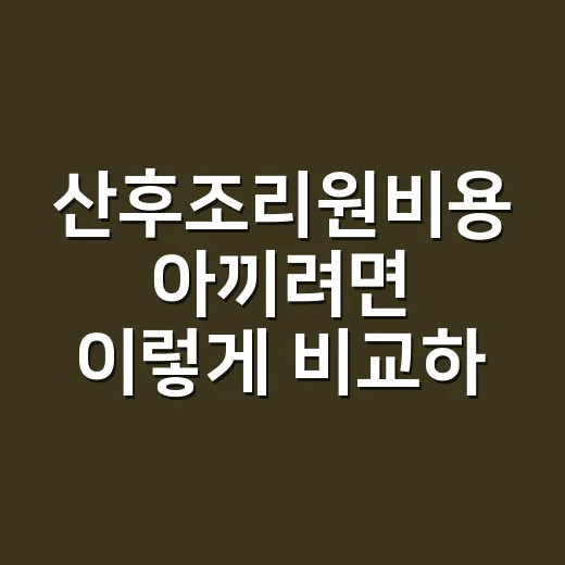 산후조리원비용 아끼려면 이렇게 비교하세요 - 요약