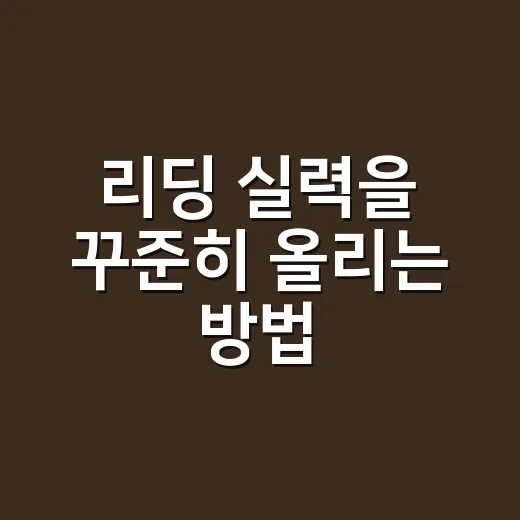 리딩 실력을 꾸준히 올리는 방법, 초보자는 이렇게 시작하면 편해요 - 요약