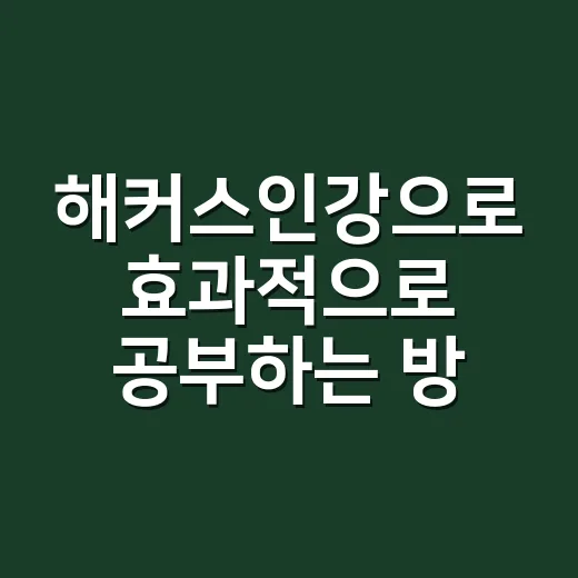 해커스인강으로 효과적으로 공부하는 방법 - 요약