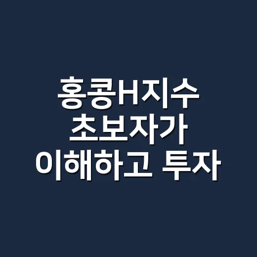 홍콩H지수 초보자가 이해하고 투자 판단하는 방법 - 요약