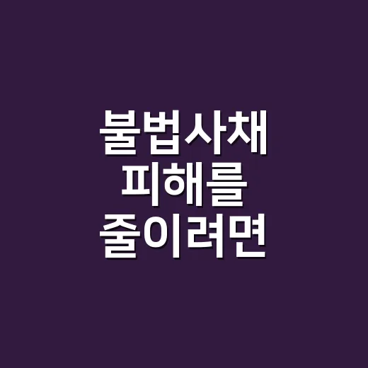 불법사채 피해를 줄이려면 이렇게 움직이면 됩니다 - 요약