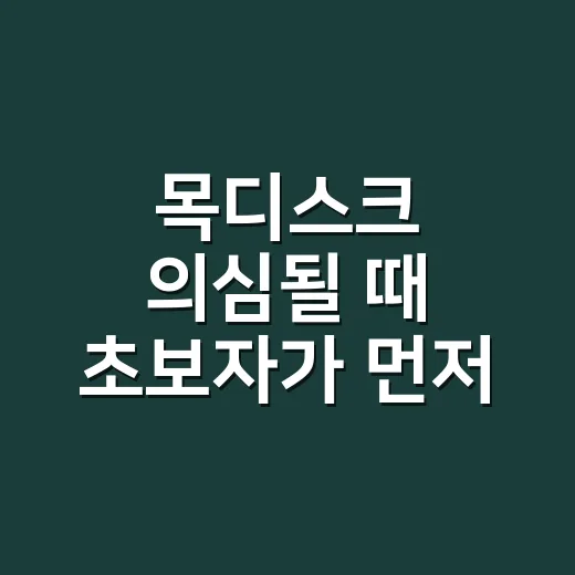 목디스크 의심될 때 초보자가 먼저 확인하는 방법 - 요약
