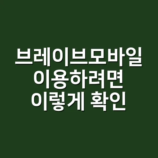 브레이브모바일 이용하려면 이렇게 확인하세요 - 요약