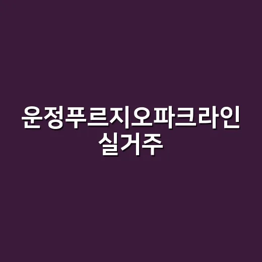운정푸르지오파크라인 실거주·투자 체크하는 방법 - 요약
