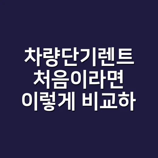 차량단기렌트 처음이라면 이렇게 비교하는 방법 - 요약
