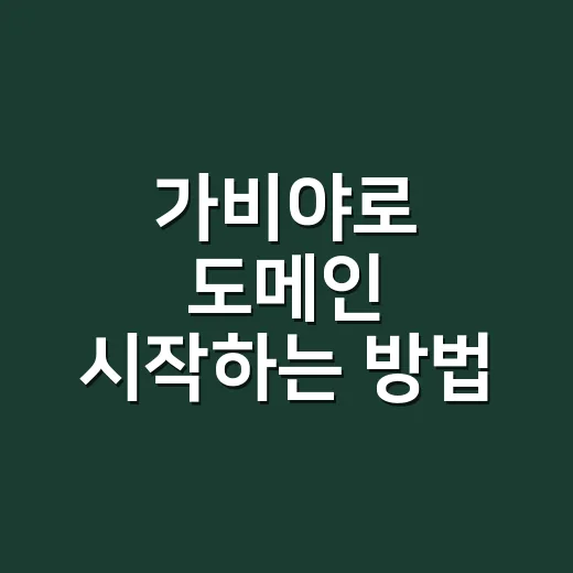 가비야로 도메인 시작하는 방법, 초보자가 헷갈리지 않는 순서 - 요약