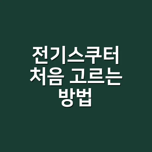 전기스쿠터 처음 고르는 방법, 출퇴근용이면 이렇게 보세요 - 요약
