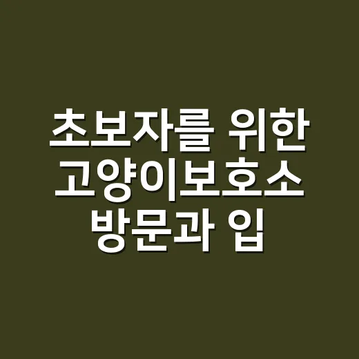 초보자를 위한 고양이보호소 방문과 입양 준비 방법 - 요약