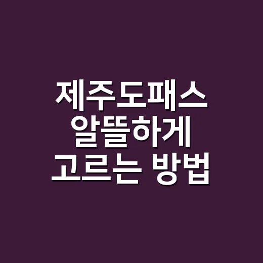 제주도패스 알뜰하게 고르는 방법 - 요약