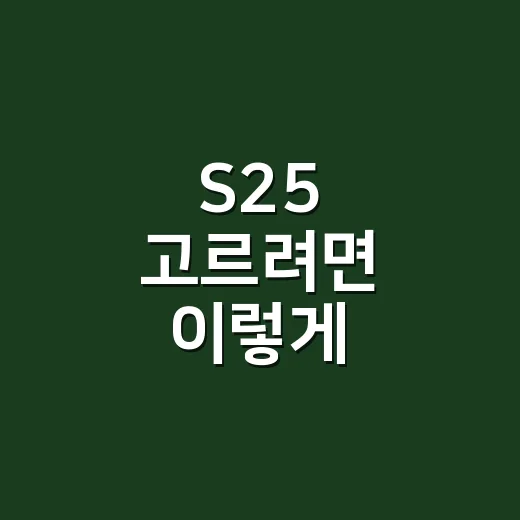 S25 고르려면 이렇게 비교하는 방법 - 요약