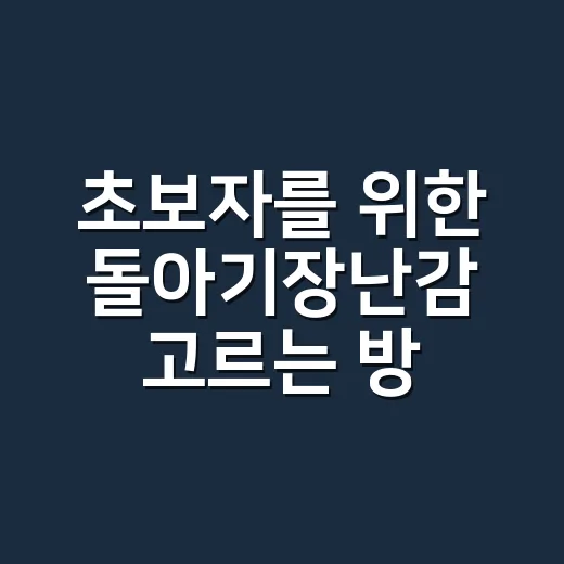초보자를 위한 돌아기장난감 고르는 방법 - 요약